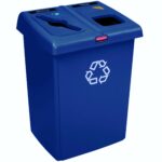 Rubbermaid 1792339 estación de reciclaje Glutton de 46 galones capaz de separar hasta 2 corrientes de desechos, color azul 1