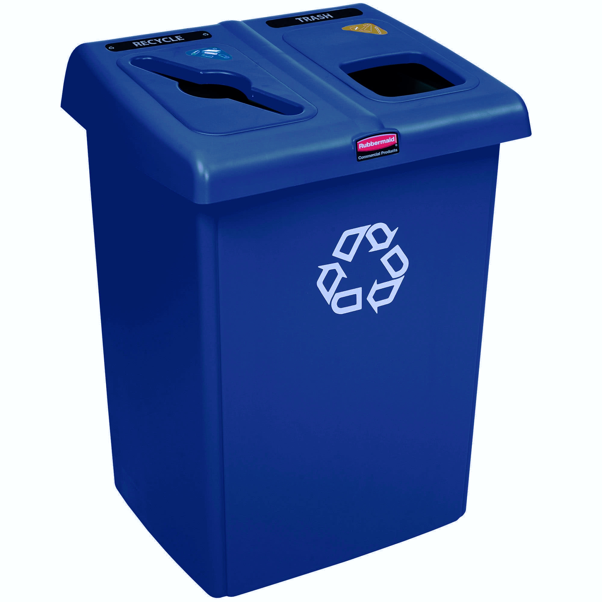 Rubbermaid 1792339 estación de reciclaje Glutton de 46 galones capaz de separar hasta 2 corrientes de desechos, color azul