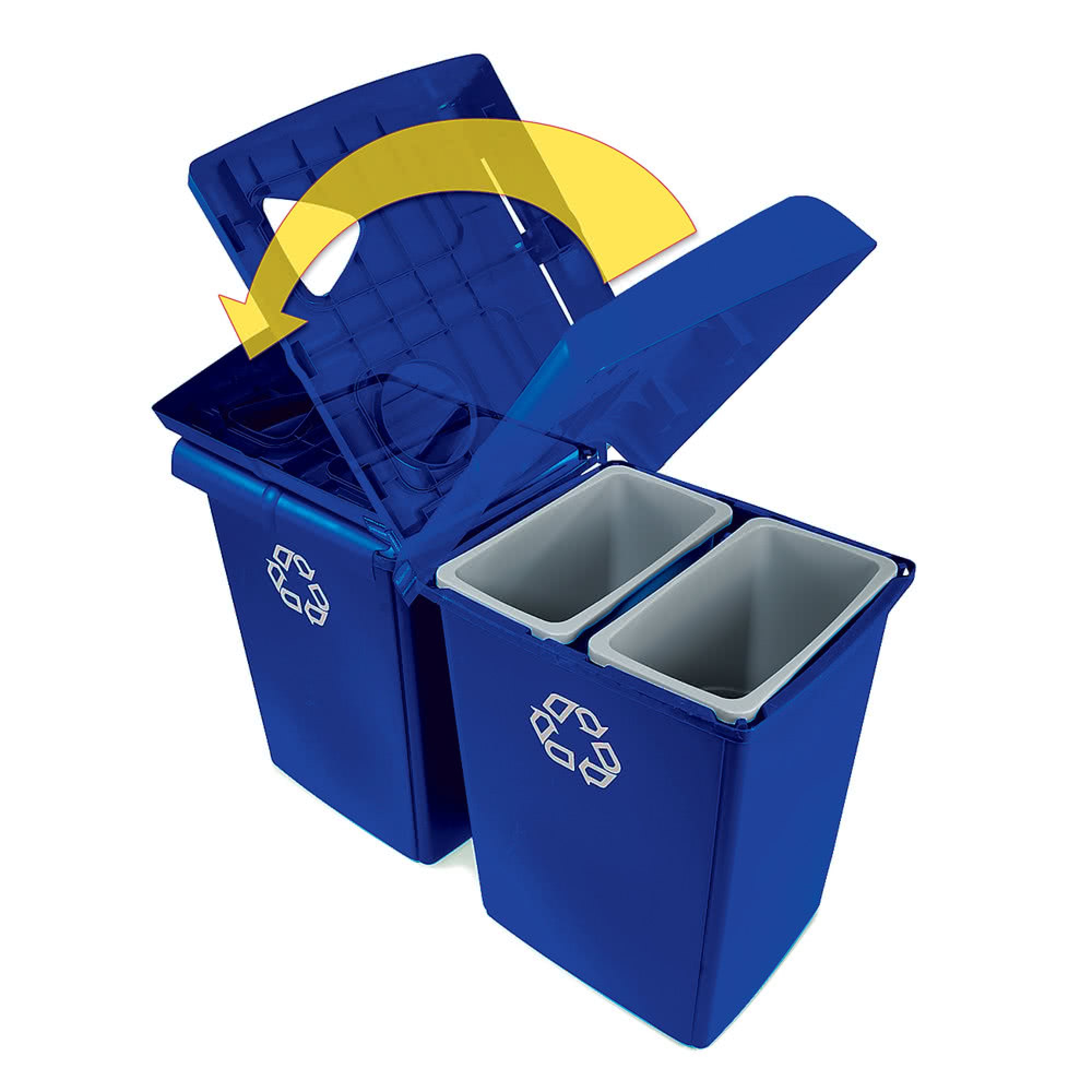 Rubbermaid 1792372 estación de reciclaje Glutton con 4 corrientes de desecho y capacidad para 92 galones, color azul