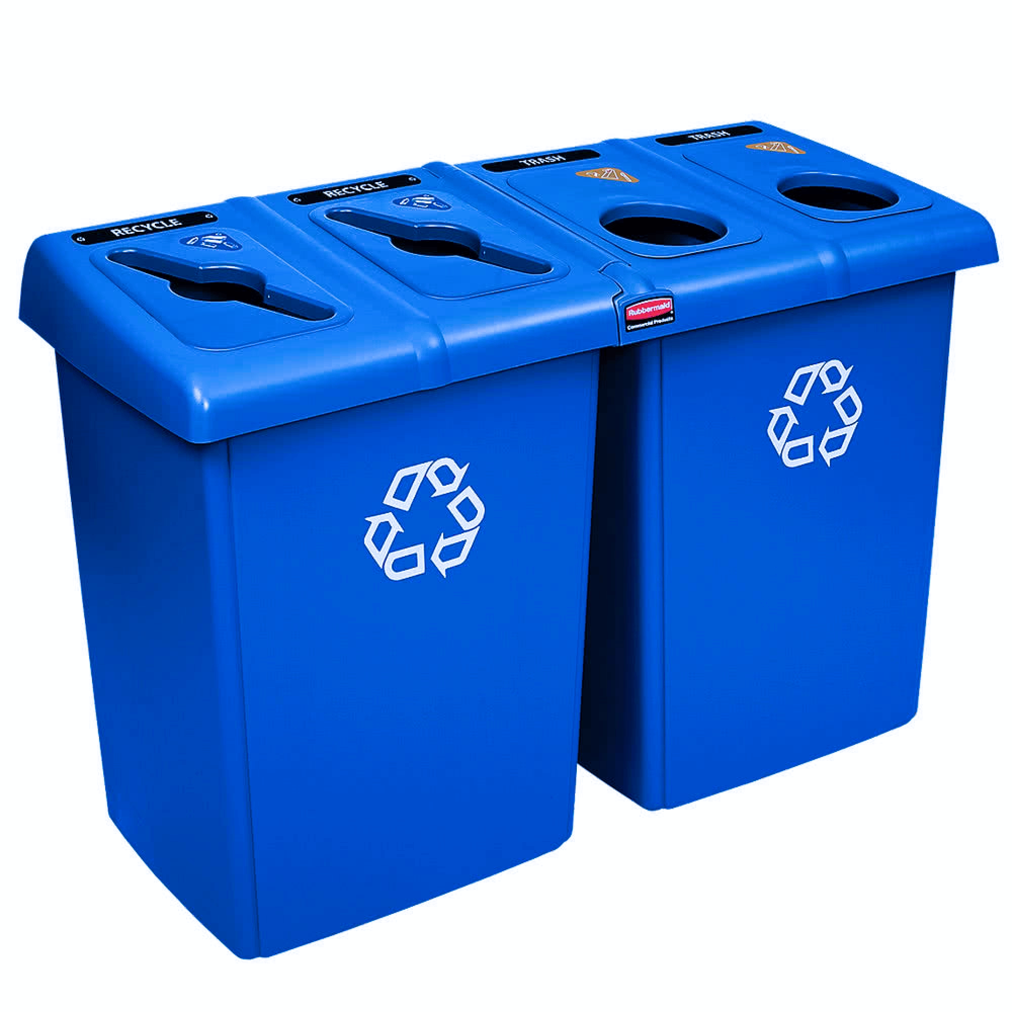 Rubbermaid 1792372 estación de reciclaje Glutton con 4 corrientes de desecho y capacidad para 92 galones, color azul
