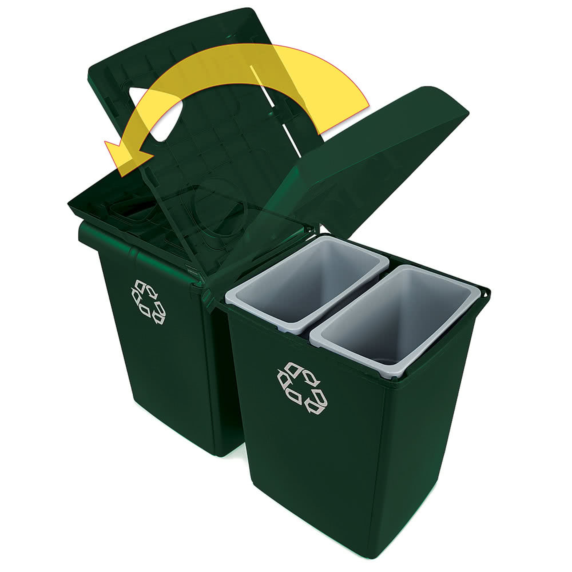 Rubbermaid 1792373 estación de reciclaje Glutton con 4 corrientes de desecho y capacidad para 92 galones, color verde