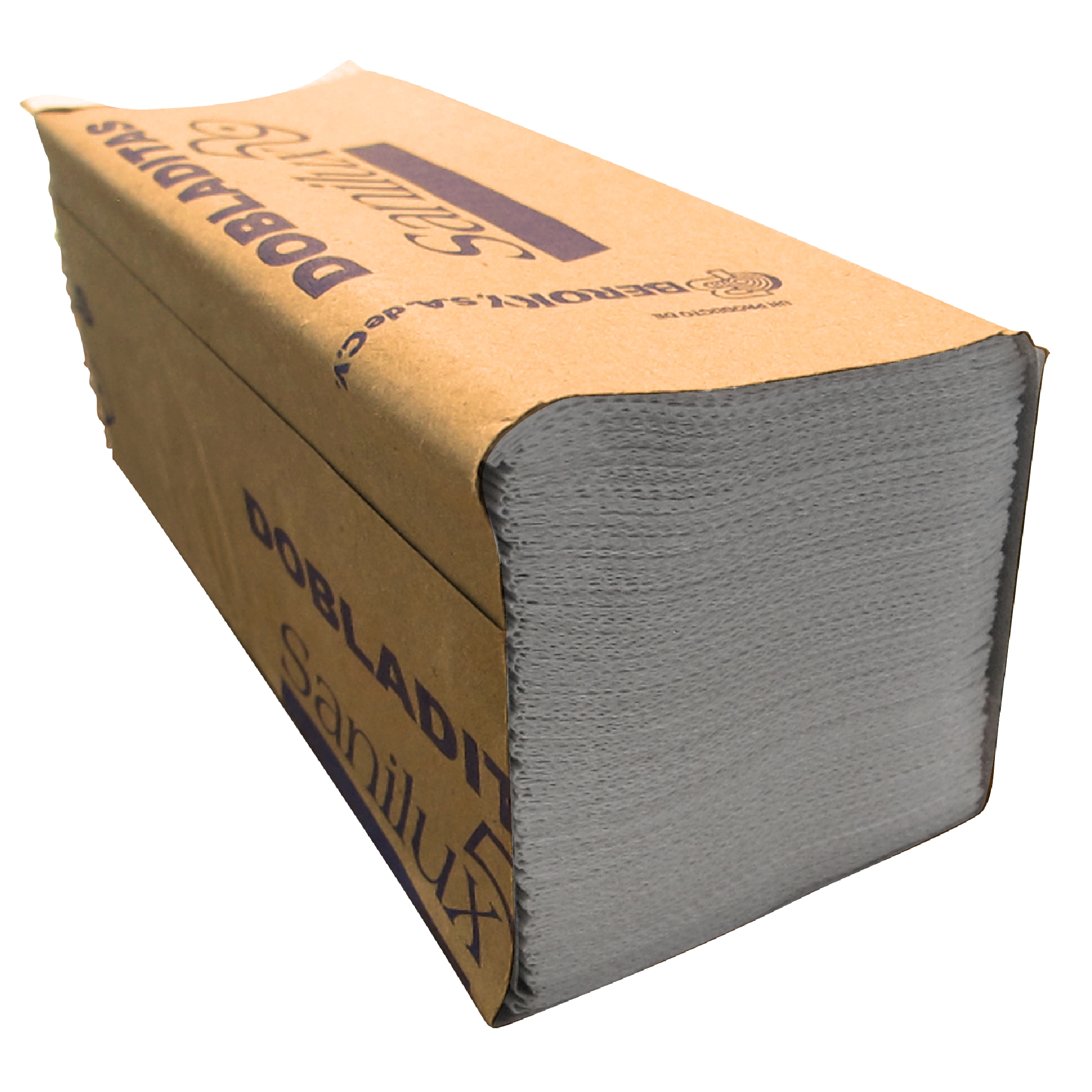 Berocky dobladitas Sanilux Toalla  interdoblada color blanca 22 x 24, caja con 20 paquetes de 100 piezas cada uno