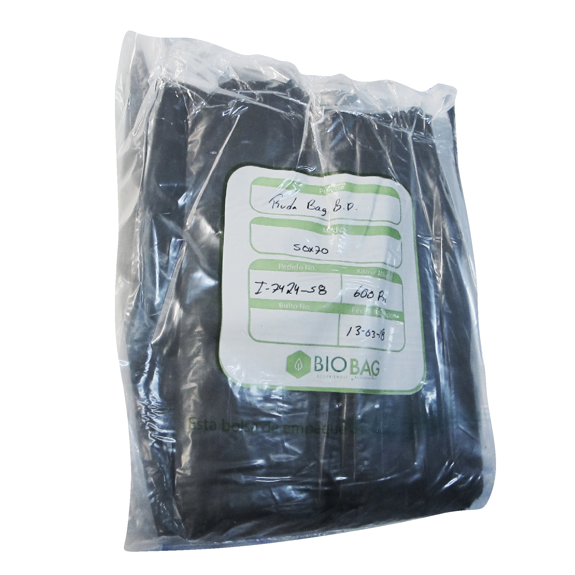 Paquete de bolsa Ruda bag  50 x 70 color  negra con 600 piezas