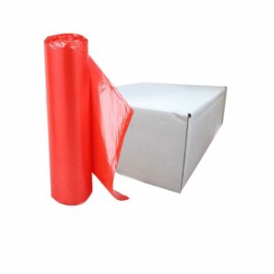 Caja de bolsa en rollo 33 x 40 de color rojo con 250 piezas