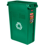 Rubbermaid FG354007GRN contenedor Slim-jim de reciclaje con capacidad para 23 galones, color verde 2