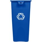 Rubbermaid FG356973BLUE contenedor untouchable cuadrado para reciclaje con capacidad para 23 galones, color azul 1