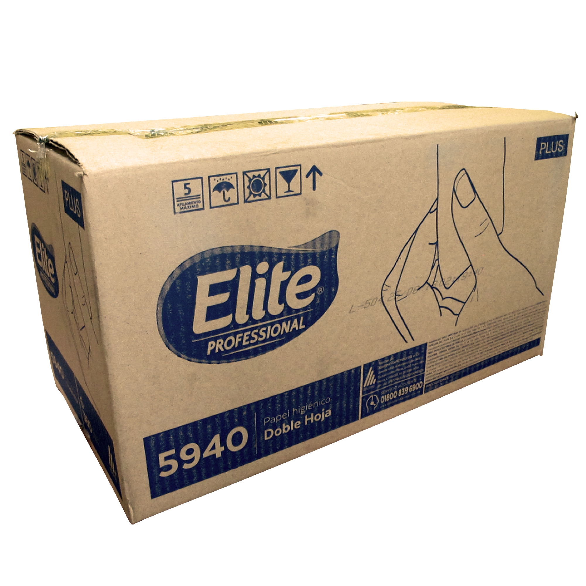 Elite 5940 Higiénico institucional universal jumbo hoja doble, caja con 6 rollos de 360 mts cada uno