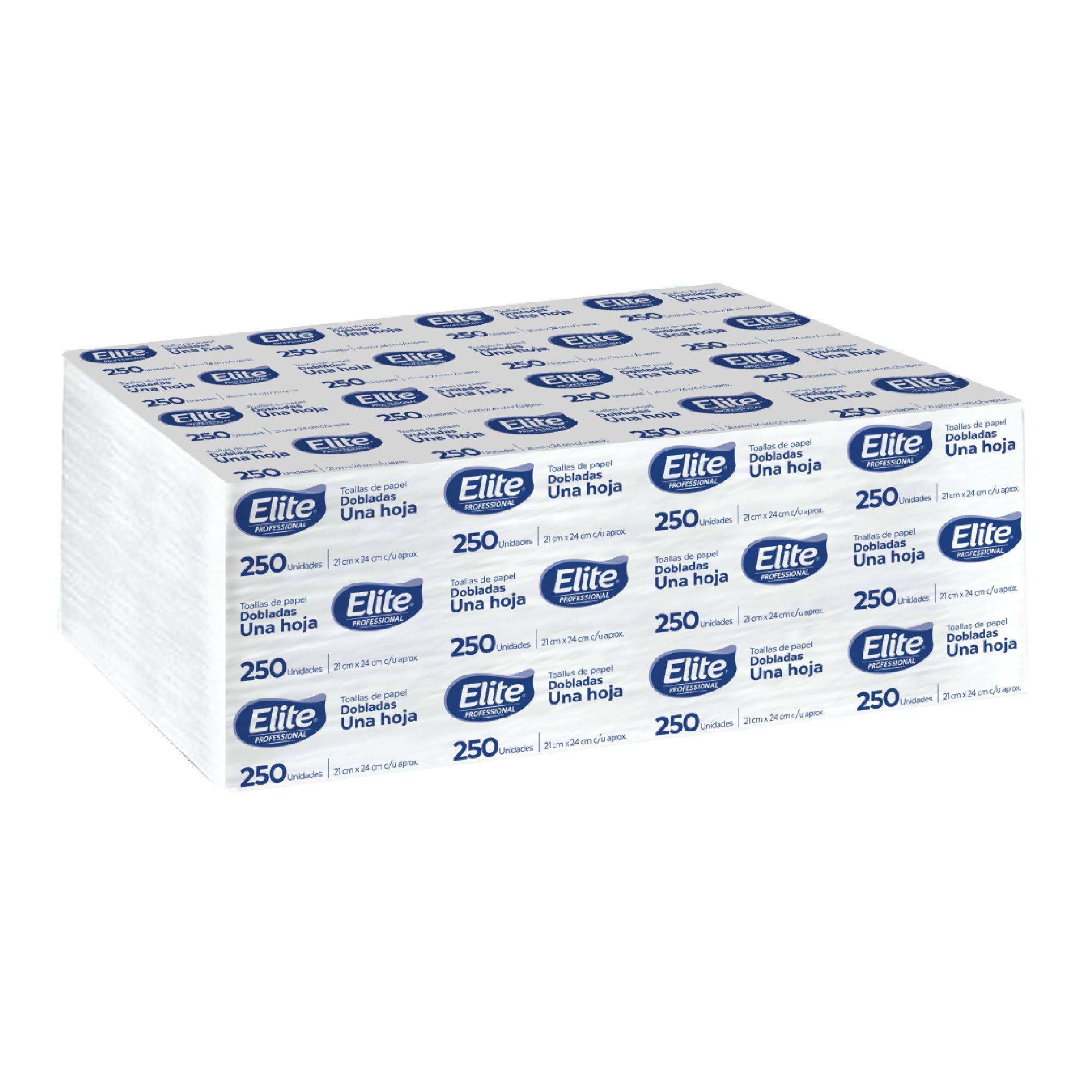 Elite 5995 toalla Interdoblada hoja sencilla color blanca 21 x 24, caja con 8 paquetes de 250 piezas cada uno