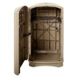 Rubbermaid FG396300BEIG contenedor plaza  con capacidad para 50 galones con puerta de apertura lateral y bandeja superior, color beige 3